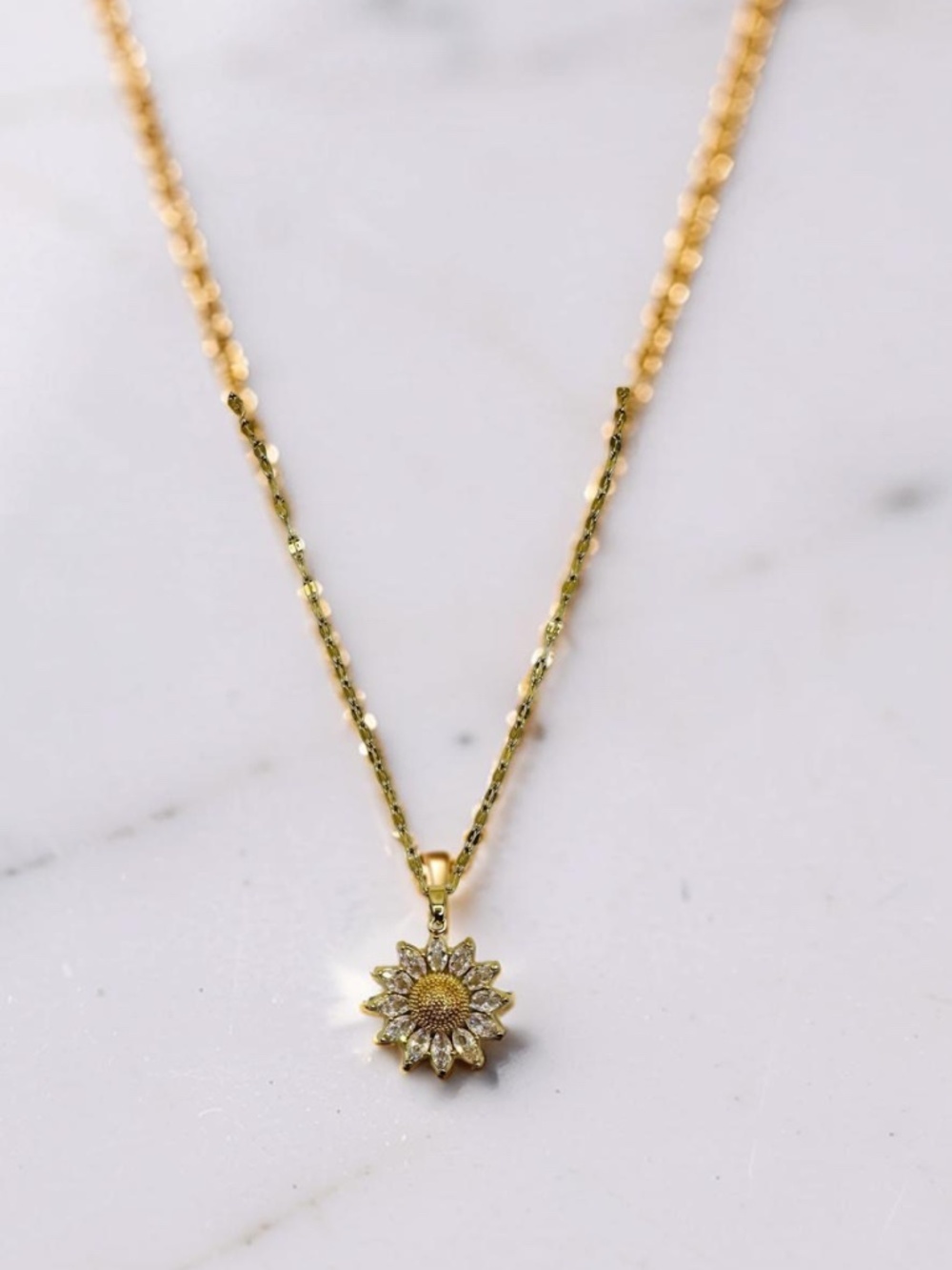Sunflower Necklace 18K Golden Plated Stainless Steel - Picture 1 of 3